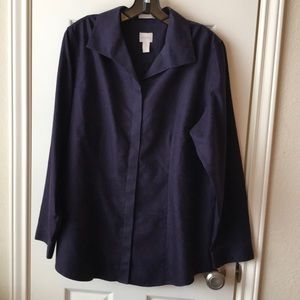 Chico’s no iron dark purple button down shirt